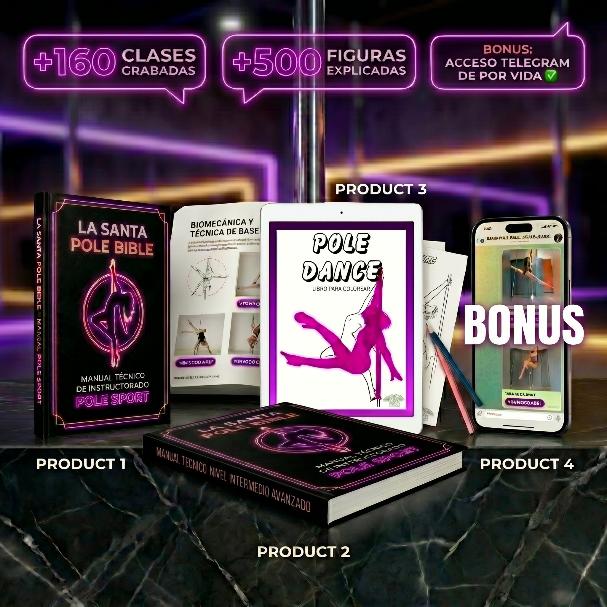 🎁 PROMO por 7 días. Hasta agotar stock. Formación Pole Sport: Manuales de Técnica (Base y Avanzada) en español + Pole Coloring Book🎨 👠
